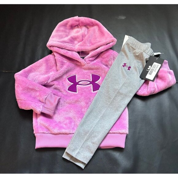NWT Under Armour Faux Sherpa Hoodie & Leggings Set Girls Size 2T